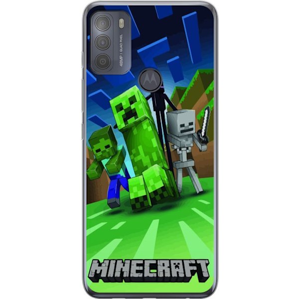 Motorola Moto G50 Läpinäkyvä kuori Minecraft Creeper mobilskal i klassisk grön pixelstil