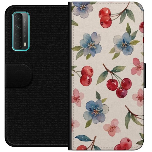 Huawei P smart 2021 Tegnebogsetui Bær & Blomster - mønster m