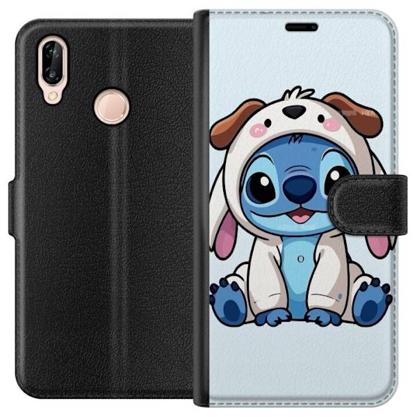 Huawei P20 lite Lompakkokotelo Stitch Koirapuku Lilo & Stitch Disney Hauska Design Sininen Avaruusolento Sarjakuva Hahmo Suosittu Lapsille Suosittu Di