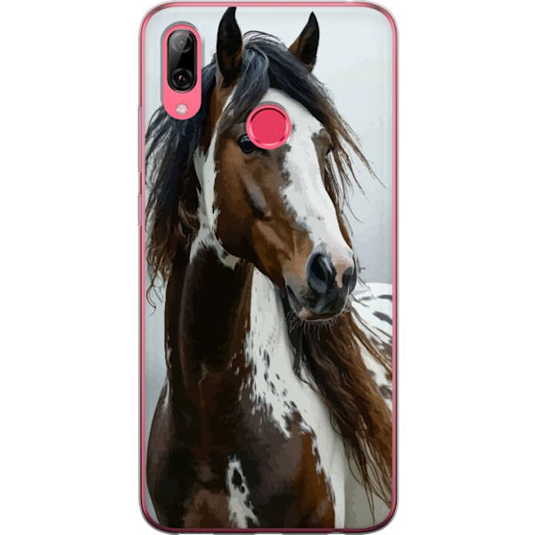 Huawei Y7 (2019) Genomskinligt Skal Häst Djurmotiv Grafisk Design Natur Kraftfullt Motiv Populär Väggkonst Djurtema Ridning