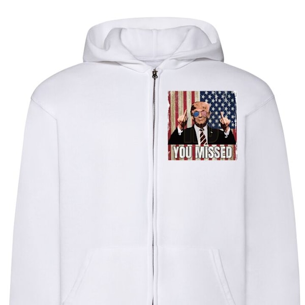 Zip-Hoodie | Huvtröja med Dragkedja för Vuxna Trump vit XL