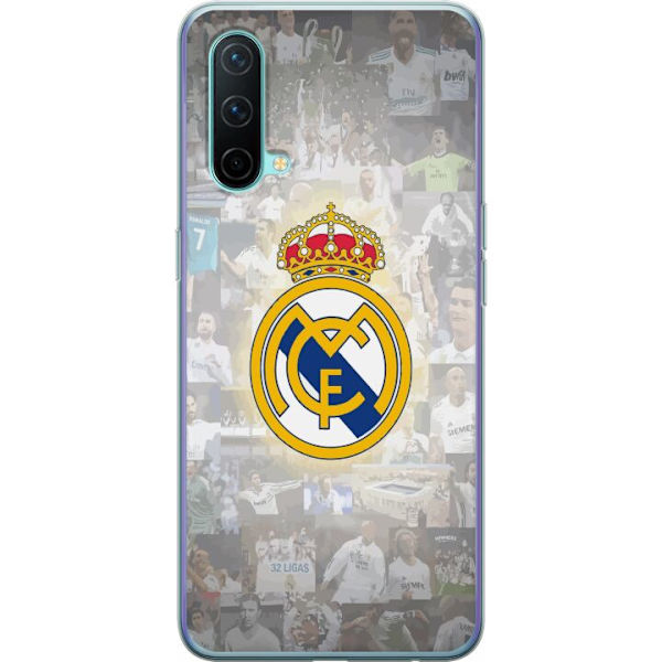 OnePlus Nord CE 5G Genomskinligt Skal Real Madrid Emblem Fotboll Klubbmärke Vit Guld Design Champions League Mästare La Liga Fans Ikoniskt