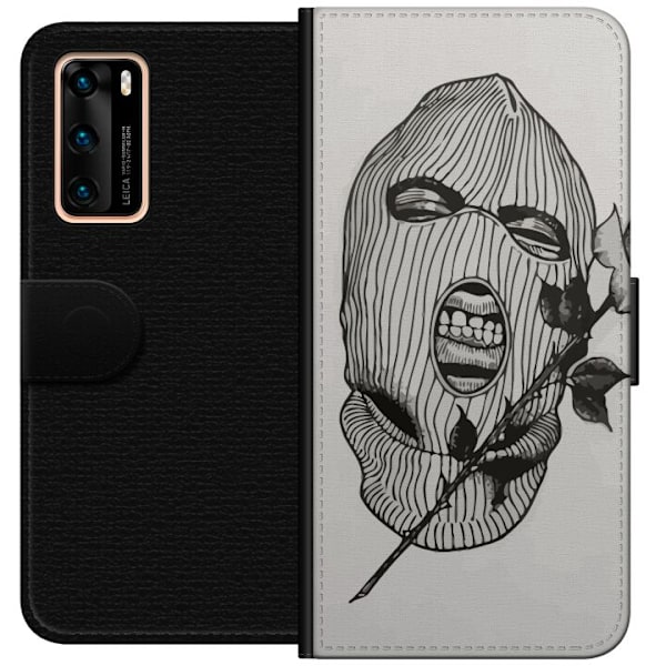 Huawei P40 Lommeboketui Ski Maske Ros Gateklær Design Grafisk Motiv Spenning Urban Stil Gatekunst Maskerade Symbol