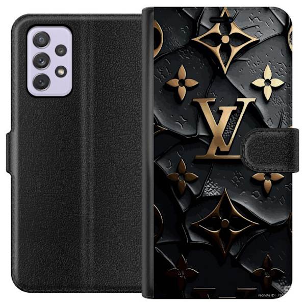 Samsung Galaxy A52s 5G Plånboksfodral Louis Vuitton Dark Mode Design Svart Lyx Stil Fashion Populärt Grafiskt Mönster Modeikon Lyxmärke