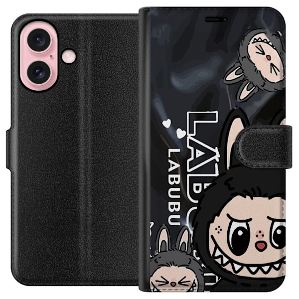 Apple iPhone 16 Tegnebogsetui <nl>Labubu Black Energy - Sort m