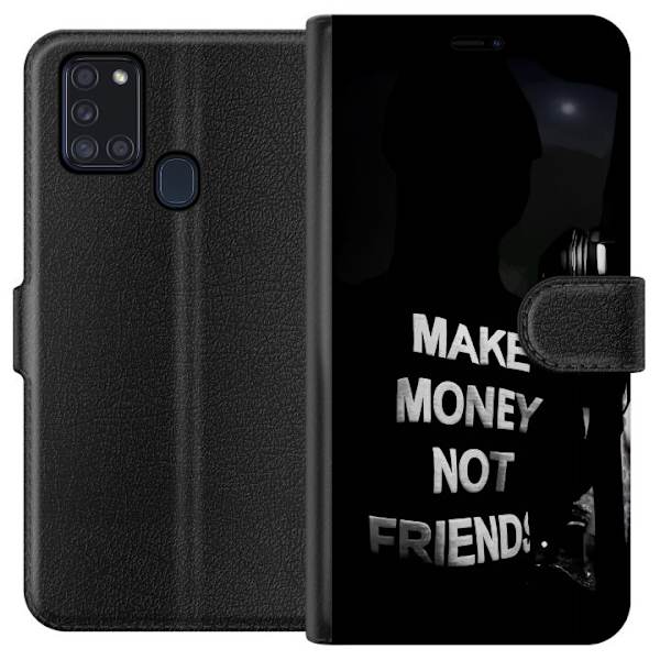 Samsung Galaxy A21s Plånboksfodral Make Money Not Friends Citat Streetwear Textmotiv Trend Pengar Livsstil Grafiskt Motiv Urban Fashion