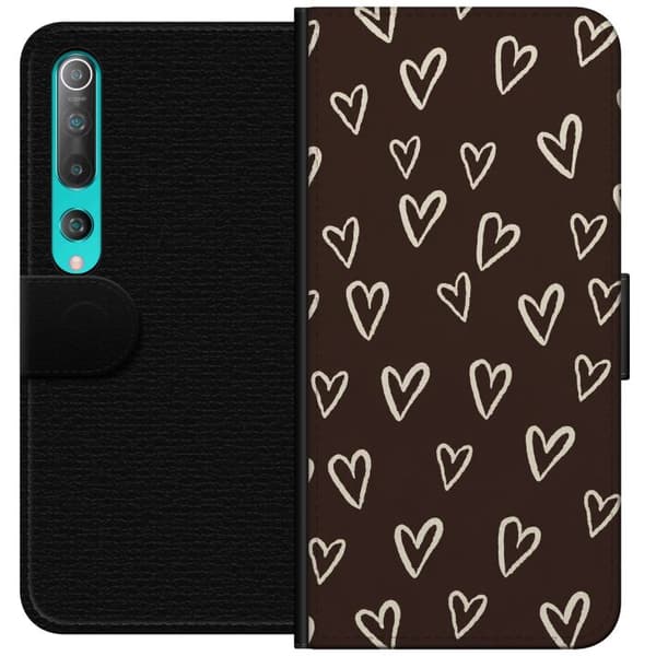 Kompatibel Tegnebogsetui til Xiaomi Mi 10 5G Brune chokoladehjerter brun
