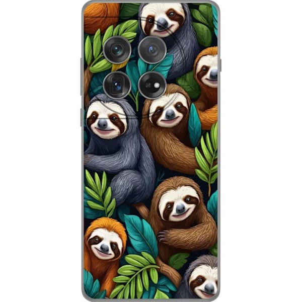 OnePlus 12 Gennemsigtig cover Sengångarstil - afslappet motiv med sød dovendyr