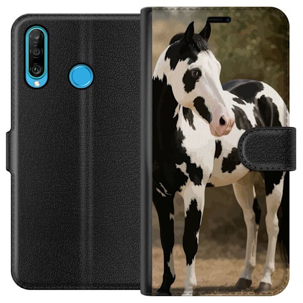 Huawei P30 lite Plånboksfodral Vacker Häst – elegant illus