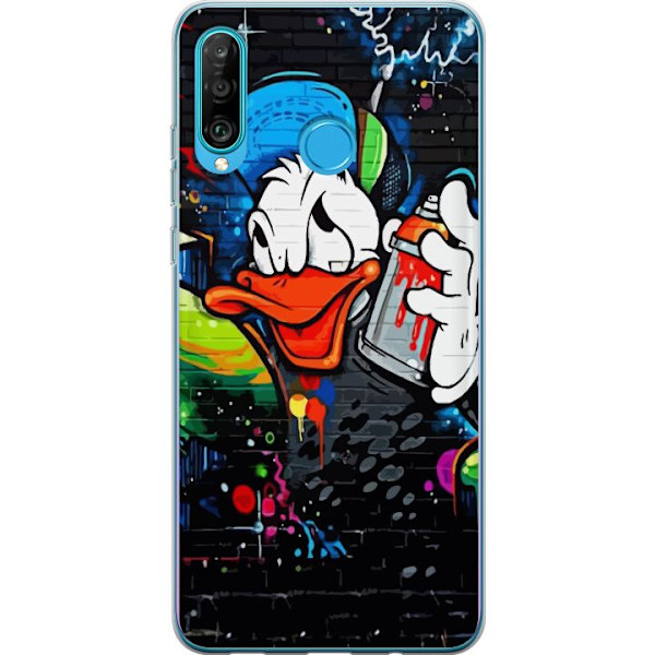 Huawei P30 lite Genomskinligt Skal Kalle Anka Graffiti Disney Design Roligt Barn Motiv Färg Grafisk Populär Serie Ikonisk Disneyfigur