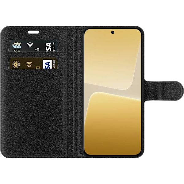 Xiaomi 13 Lompakkokotelo Musta kulta abstrakti