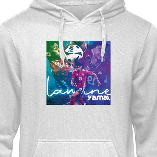 Barn-Hoodie | Mjuk Huvtröja för Barn Lamine Yamal FCB grå 7-8 År