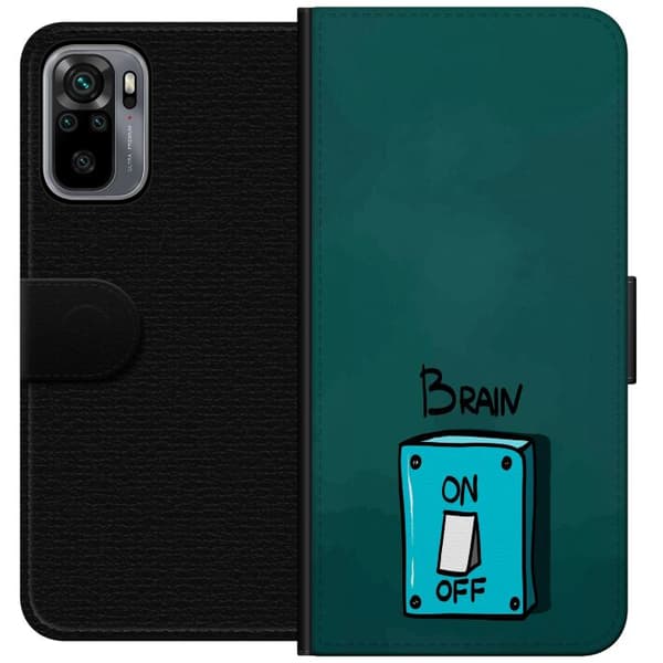 Kompatibelt Lommeboketui til Xiaomi Redmi Note 10S Brain On Off turkis