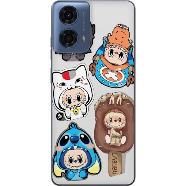 Motorola Moto G04 Läpinäkyvä kuori Labubu hahmokokoelma - Pop Mart Labubu The Monsters väriluulisessa muotoilussa