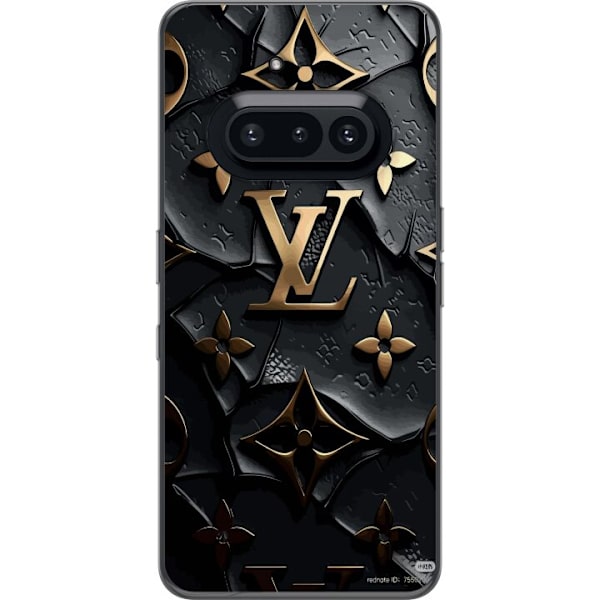 Nothing Phone (3a) Genomskinligt Skal Louis Vuitton Dark Mode Design Svart Lyx Stil Fashion Populärt Grafiskt Mönster Modeikon Lyxmärke