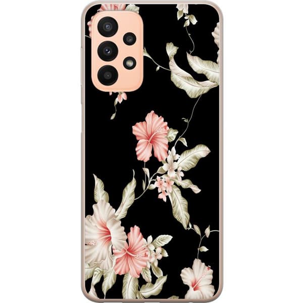 Kompatibelt Mobildeksel til Samsung Galaxy A23 Floral Mønster Svart
