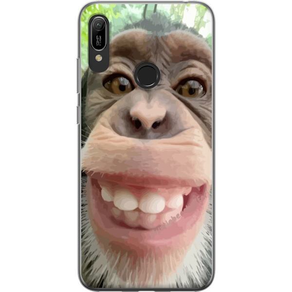 Huawei Y6 (2019) Genomskinligt Skal Chimp Selfie Rolig Grafisk Design Apa Djurmotiv Trend Roligt Motiv Populärt Urban Art Stil