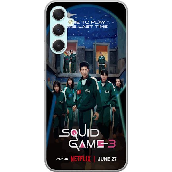 Samsung Galaxy A34 Genomskinligt Skal Squid Game Säsong 3 Seriefigurer Populärt TV Serie Motiv Ikoner Spänning Drama Asiatisk Design Trend