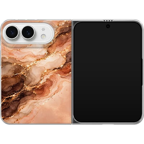 Kompatibelt Mobilskal till Apple iPhone Duo Kopparmarmor orange