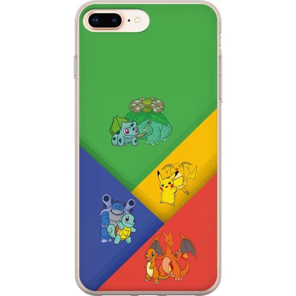 Kompatibelt Mobildeksel til Apple iPhone 8 Plus Første utviklinger med Bulbasaur, Charmander, Squirtle og Pikachu flerfarget