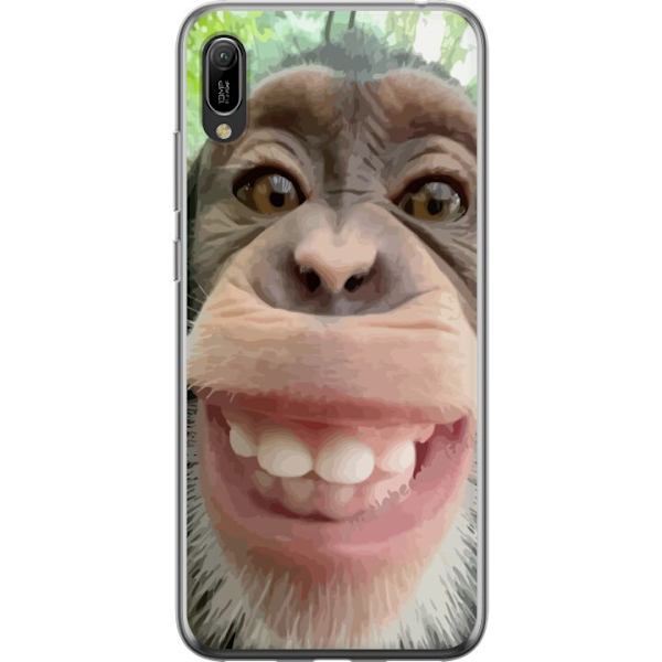 Huawei Y6 Pro (2019) Läpinäkyvä kuori Simpanssi Selfie Rauhallinen Graafinen Suunnittelu Apinan Aihe Suosittu Urban Art Tyyli