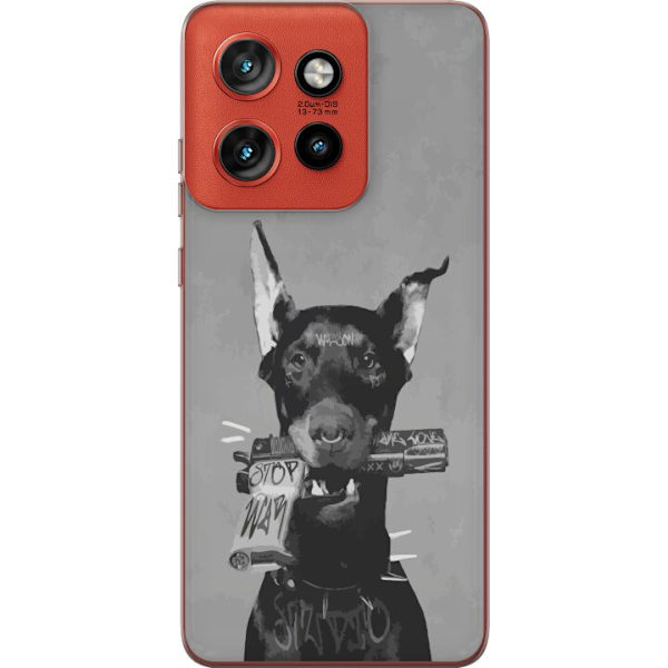 Motorola Edge 50 Neo Gennemsigtig cover Grå Hund Grafisk Design Sejt Dyremotiv Gadekunst Urban Trend Hundeejer Stil Populært Motiv