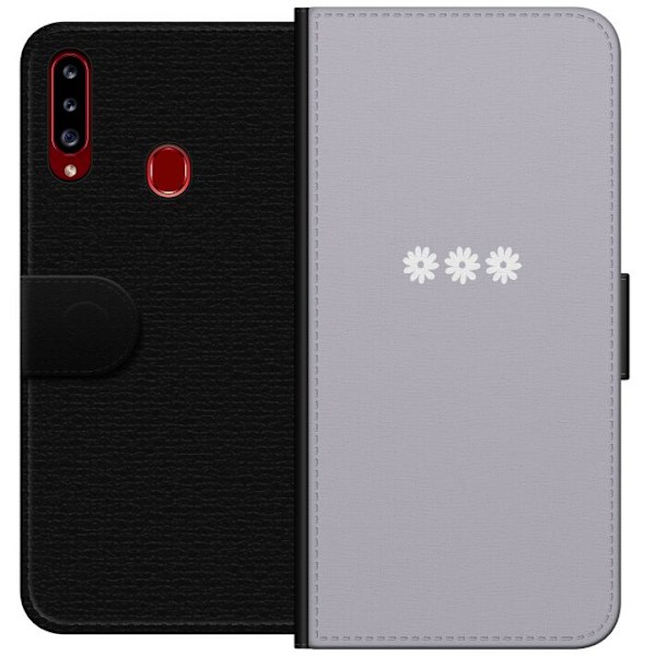 Samsung Galaxy A20s Lompakkokotelo Lila Blomminimalismi - tyylikäs kukkakuva lila taustalla