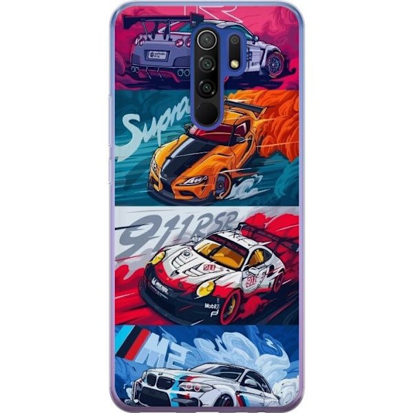 Xiaomi Redmi 9 Läpinäkyvä kuori Nopeat Autot - Piirretty Ku
