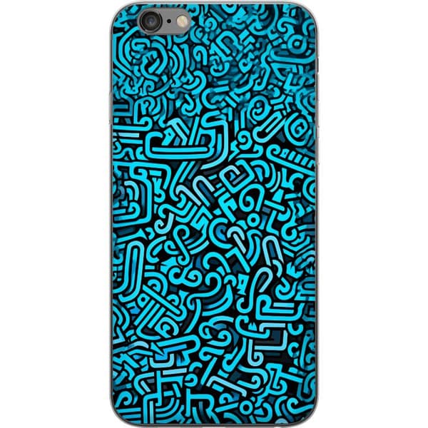 Kompatibelt Mobildeksel til Apple iPhone 6 Plus Abstrakt blått graffiti mønster med moderne grafiske former blå