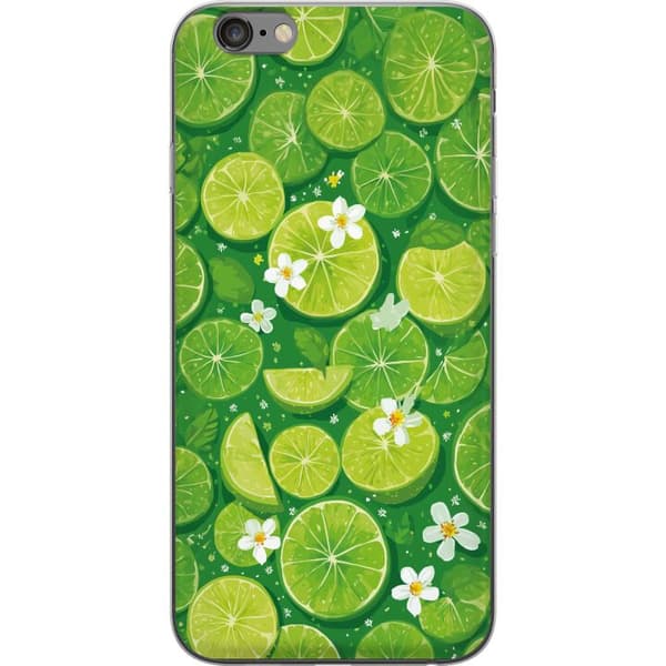 Kompatibelt Mobildeksel til Apple iPhone 6s Plus Sommerlig mønster med limefrukter og hvite blomster grønn