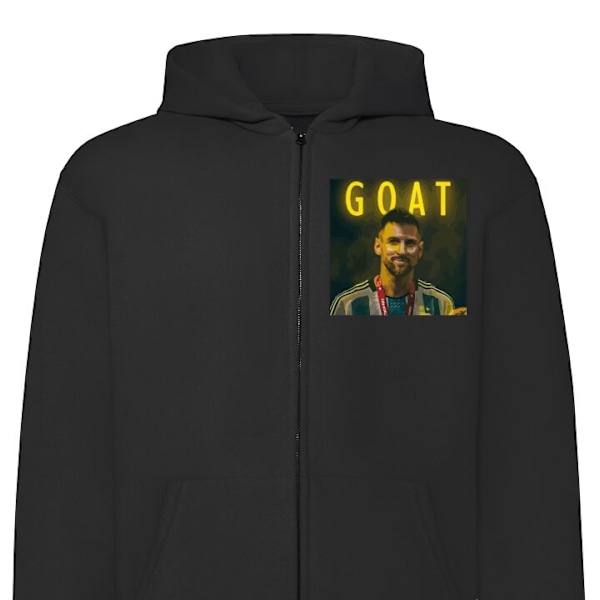 Zip-Hoodie | Huvtröja med Dragkedja för Vuxna Goat Messi svart XXL