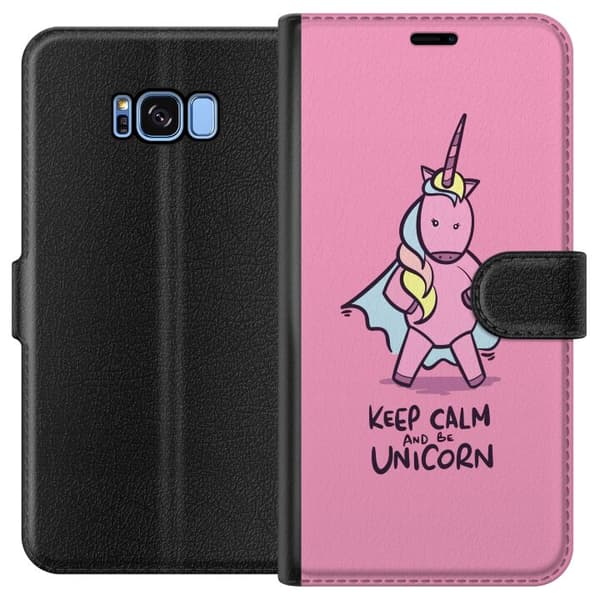 Kompatibelt Plånboksfodral till Samsung Galaxy S8 Keep Calm Enhörning