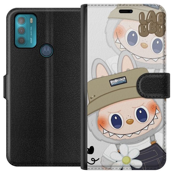 Motorola Moto G50 Tegnebogsetui Labubu Minimal Mood - Enkel og stilren monsterdesign