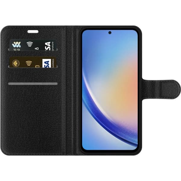 Kompatibel Tegnebogsetui til Samsung Galaxy A35 Fiskar med solglasögon blå