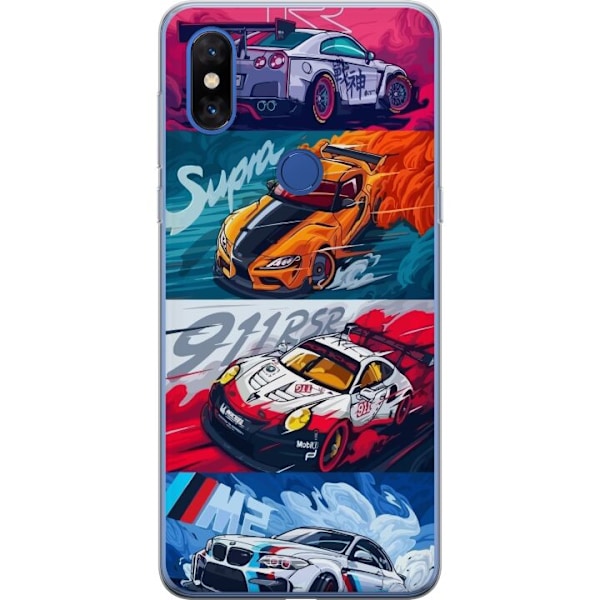 Xiaomi Mi Mix 3 Läpinäkyvä kuori Nopeat Autot - Piirretty Kuvio Toiminnalla