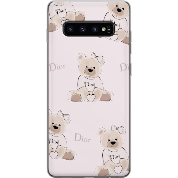 Samsung Galaxy S10 Gennemsigtig cover Teddy Dior Vibes - luksuriøs bamse i modetil