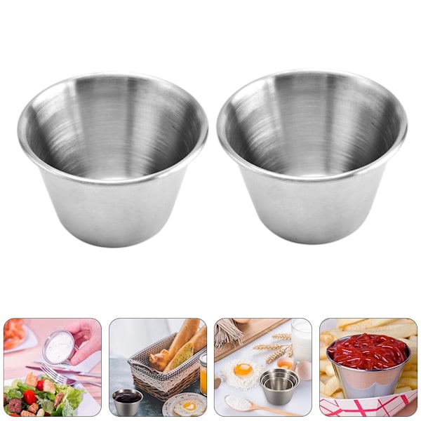 6 st Såsskålar i rostfritt stål Tomatsåsdipbehållare för hemmet (Silver)
