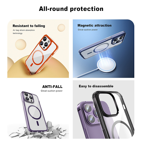 Högkvalitativt nytt ColorPop iPhone 14 Pro Skal CH MagSafe Transparent/Vit 34