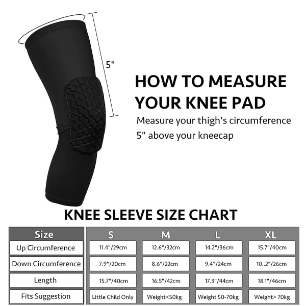 Knäskyddspar Knäskydd Crashproof Antislip Basketboll Benärm Skyddande Pad Support Guard Vadderat Andningsbart Kompressionskläder Hexpad - 2