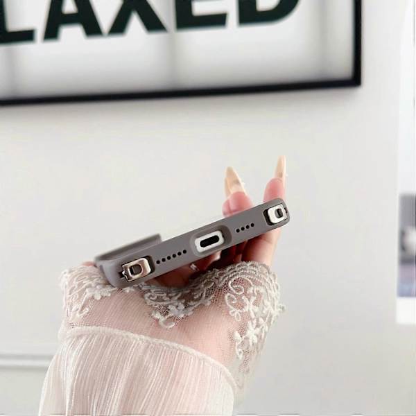 Compatible with iPhone 16 Pro Case TPU+PC Crystal Clear Back with Lanyard Hole - Grey Multicolor Multicolor Brown