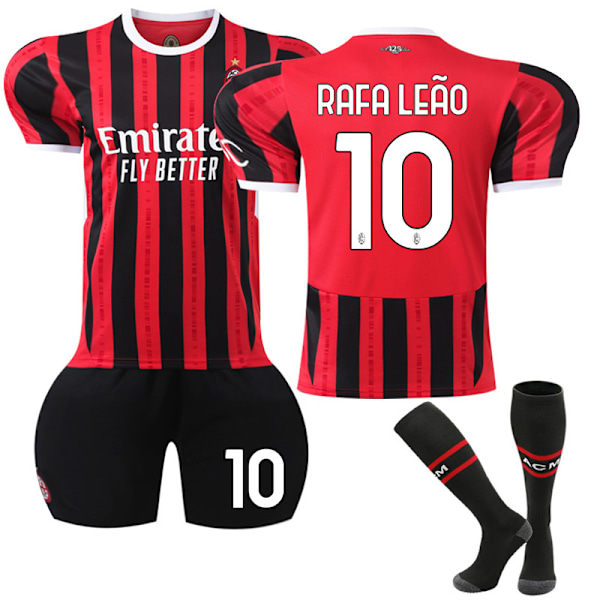 Säsongskampanj! Högkvalitativ AC Milan Hemma Barn Fotbollströja 2024-2025 Nr 10 R. Leão home Adult S