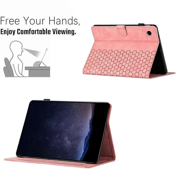 Präglat läderfodral kompatibelt med Lenovo Tab M10 Gen 3:e Pink