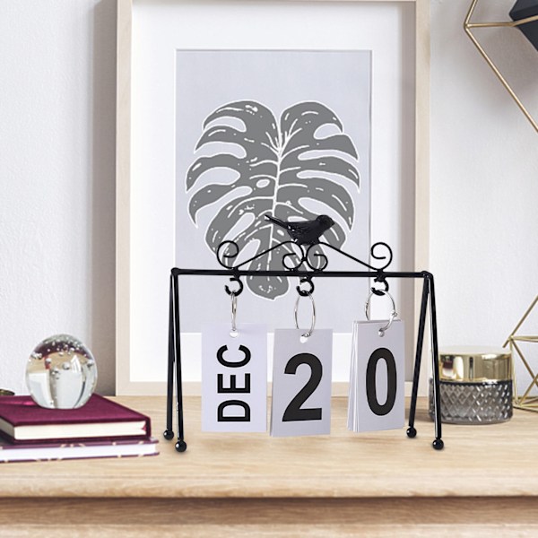 Fågeljärn Vändkalender Heminredning Skrivbordsdekoration Ornament Skrivbords kalender Liten
