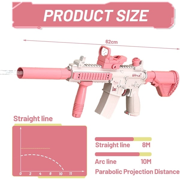 Laadukas uusi sähköinen vesipistoolilelu, kuplapuhallus ulkona vesiammuntapeli - Pink