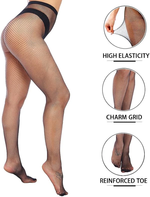 Tights med høy midje, nettingstrømper, lårhøye strømper XL