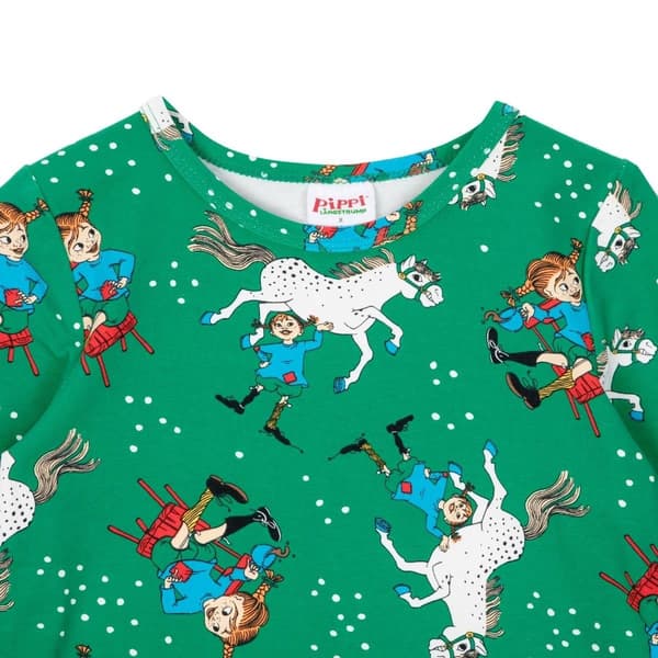 Pippi Pitkätossu Itsevarma-mekko vihreä Green 92