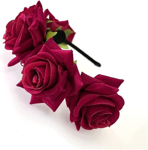 Røde Rose Blomst Tiara Hodebånd For Voksen Hårbøyle Blomsterhodeplagg-lingling}