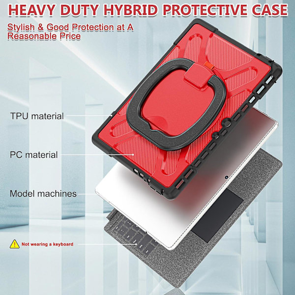 TPU + PC Cover Kompatibel med MicroSoft Surface Pro 8 Kompatibel med MicroSoft Surface Pro 8 Red