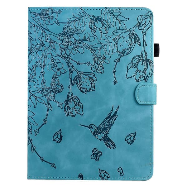 Präglat läderfodral kompatibelt med Samsung Galaxy Tab S9 Light blue