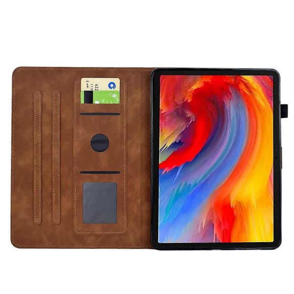 Präglat läderfodral kompatibelt med Samsung Galaxy Tab S9 Brown